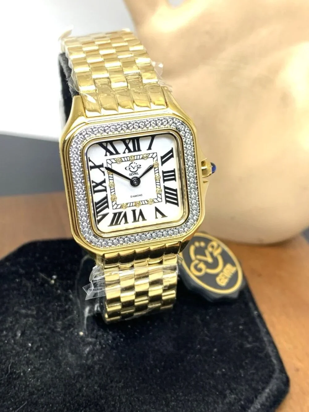 GV2 by Gevril Women's Watch 12112 Swiss Quartz Diamond Gold Tone Steel 27.5mm